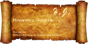 Hovanecz Joakim névjegykártya